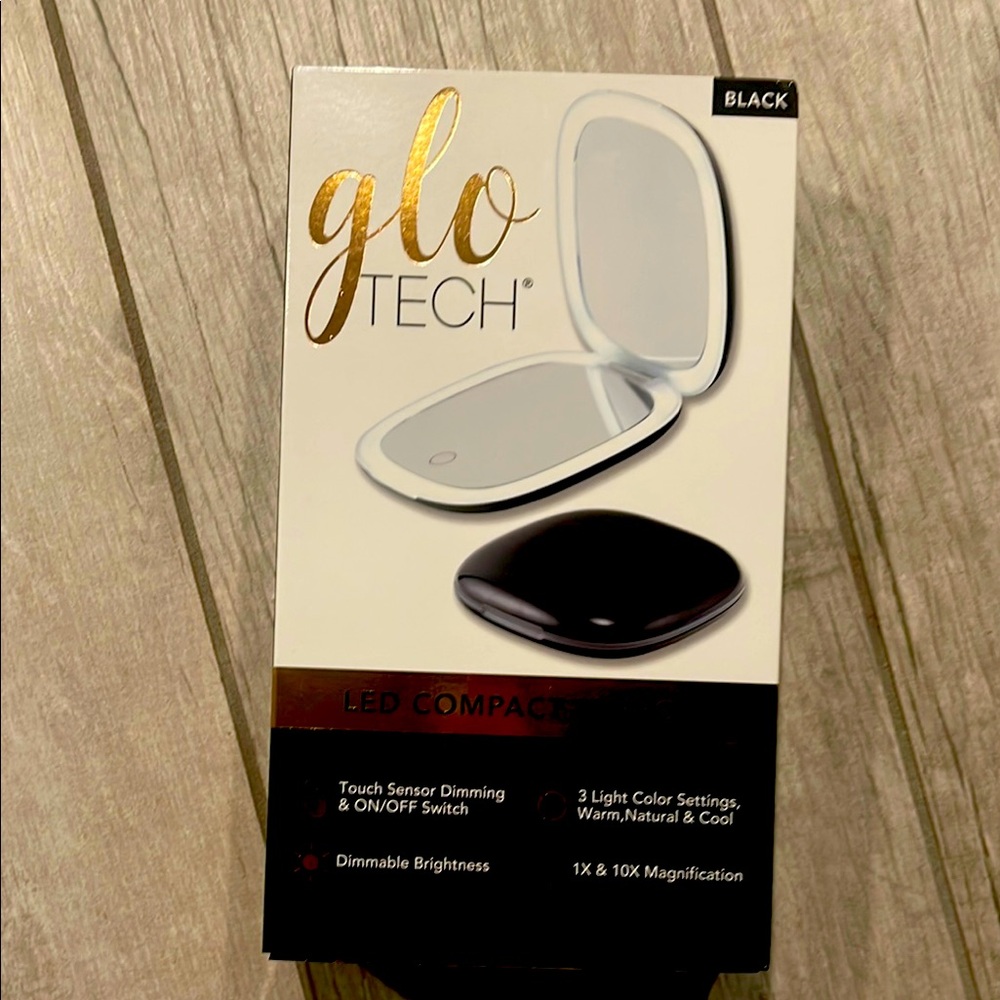GloTech LED Compact Mirror - Black